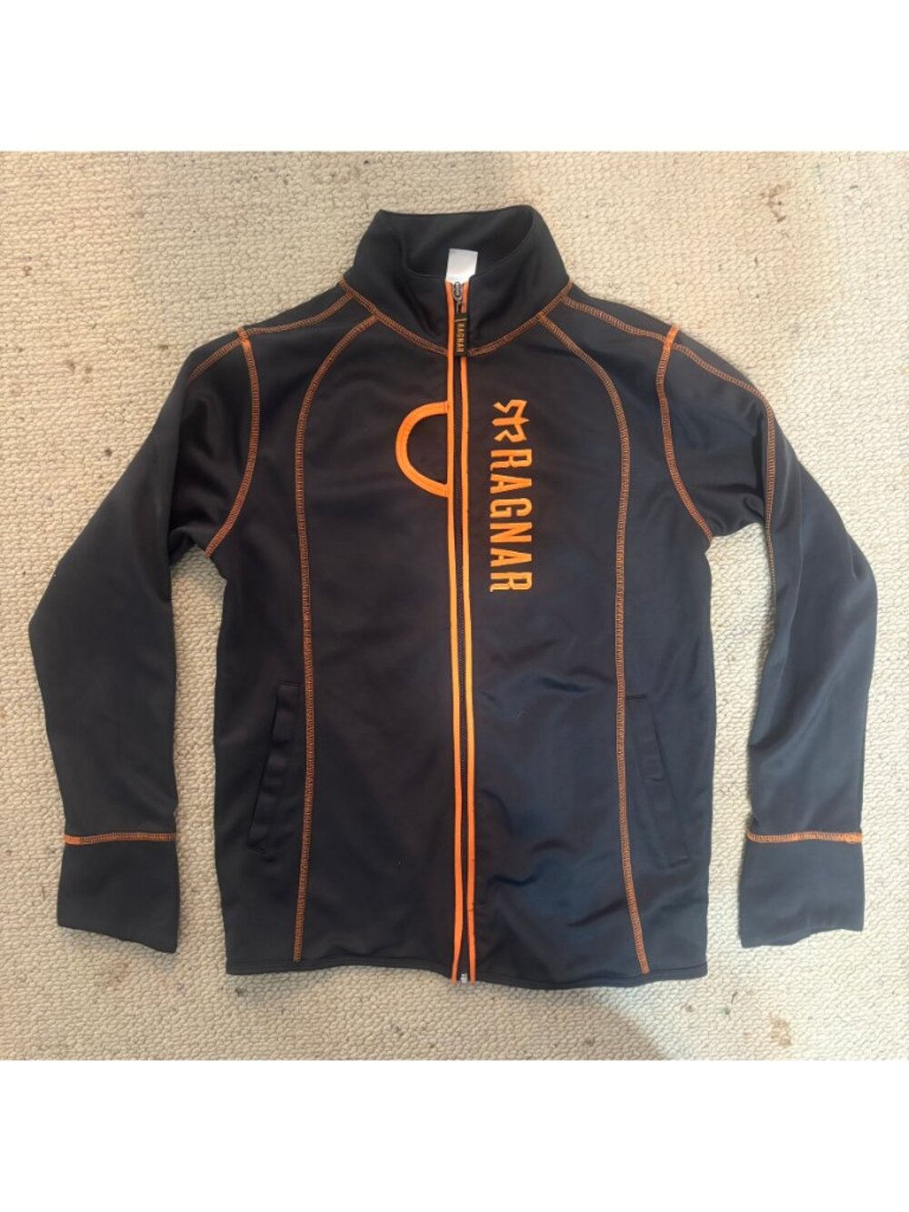 Ragnar Logo Zip Up Jacket - Gray and Orange - Size Mens Small